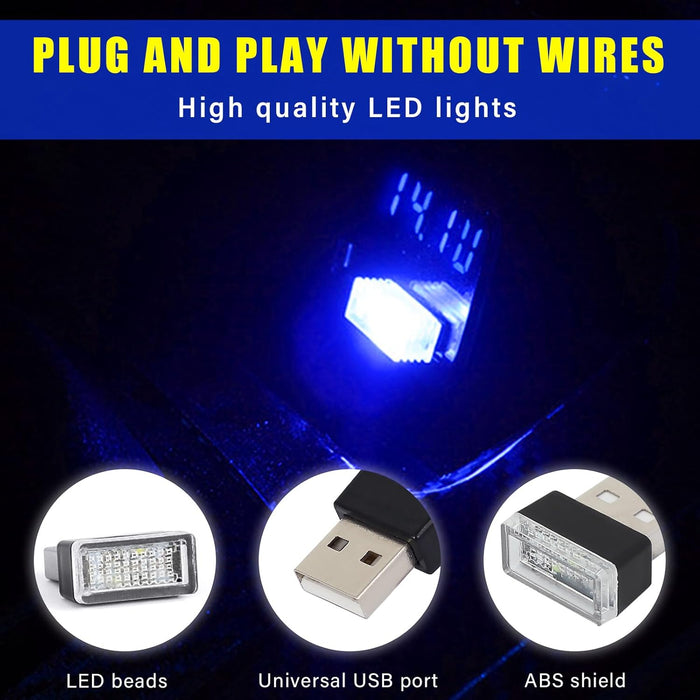 4 PCS USB LED Car Interior Atmosphere Lamp