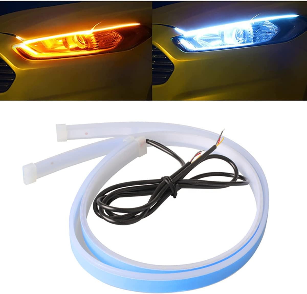 Car LED Strip Lights, 2Pcs 24 Inch Flexible