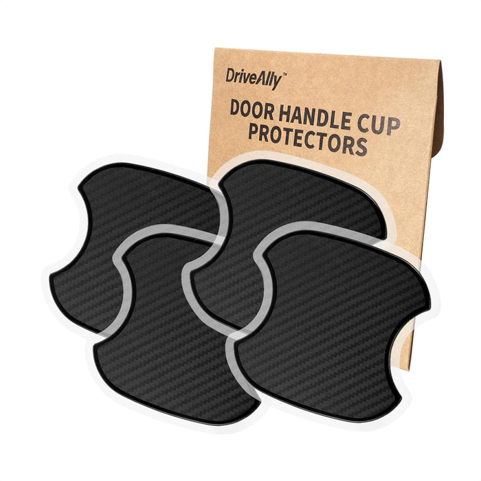 4Pcs Silicone 3D Carbon Fiber Texture Car Door Handle