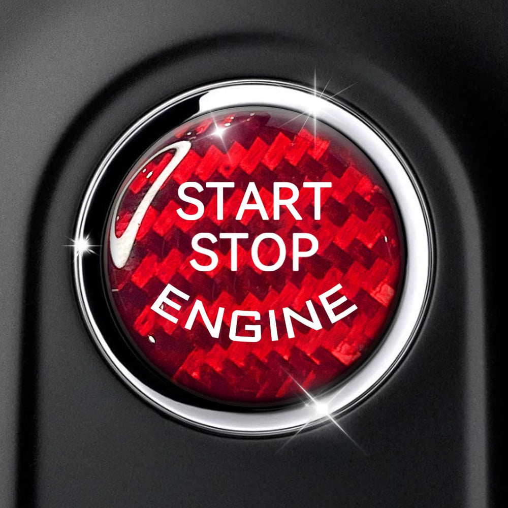 Car Push Start Button Cover Carbon Fiber Engine Stop