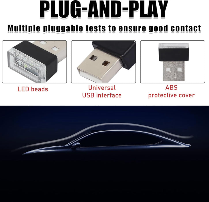 2 PCS USB LED Car Interior Atmosphere Lamp