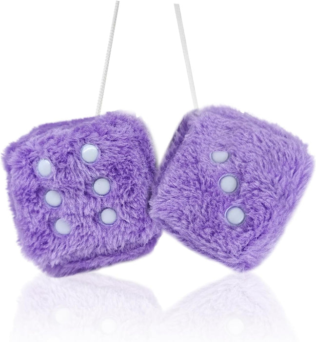 Pair 3” Purple Fuzzy Plush Dice 