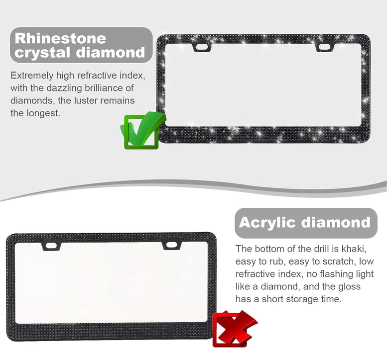 2 Pack Bling License Plate Frames for Women