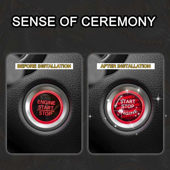 Car Push Start Button Cover Carbon Fiber Engine Stop
