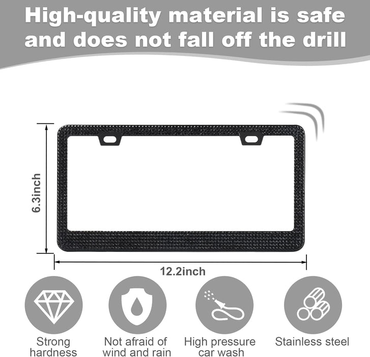 2 Pack Bling License Plate Frames for Women