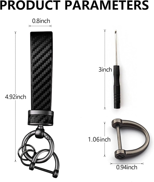 Leather Car Keychain - Carbon Fiber 