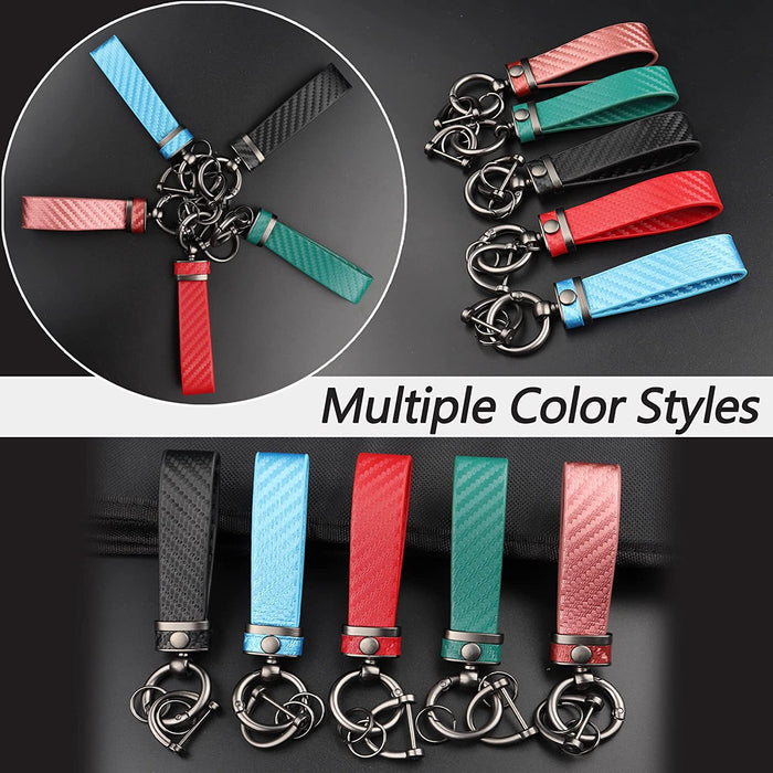 Leather Car Keychain - Carbon Fiber 