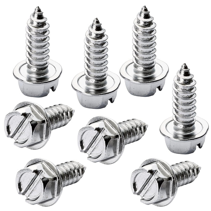 Chrome License Plate Screw Kit - Set of 8 