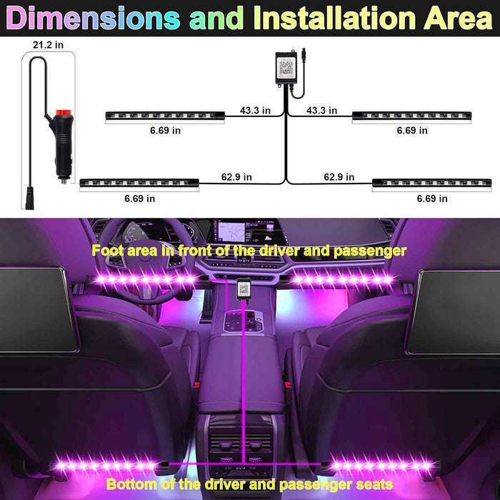 Car Interior Lights, 12V LED Strip Lights