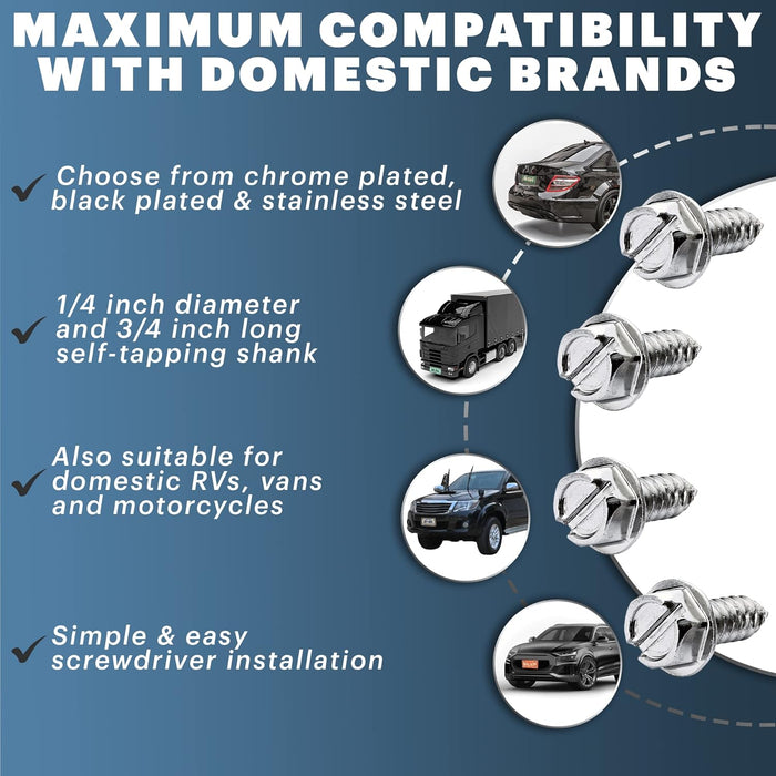 Chrome License Plate Screw Kit - Set of 8 