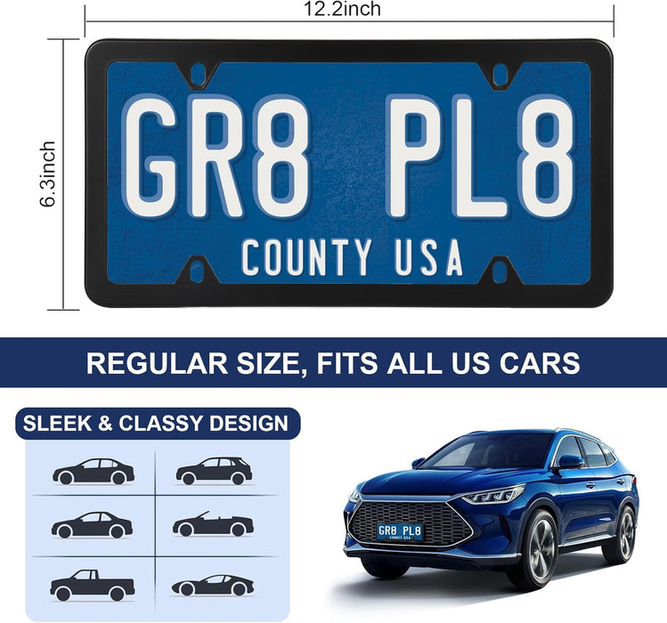 2 Pack Black License Plate Frames