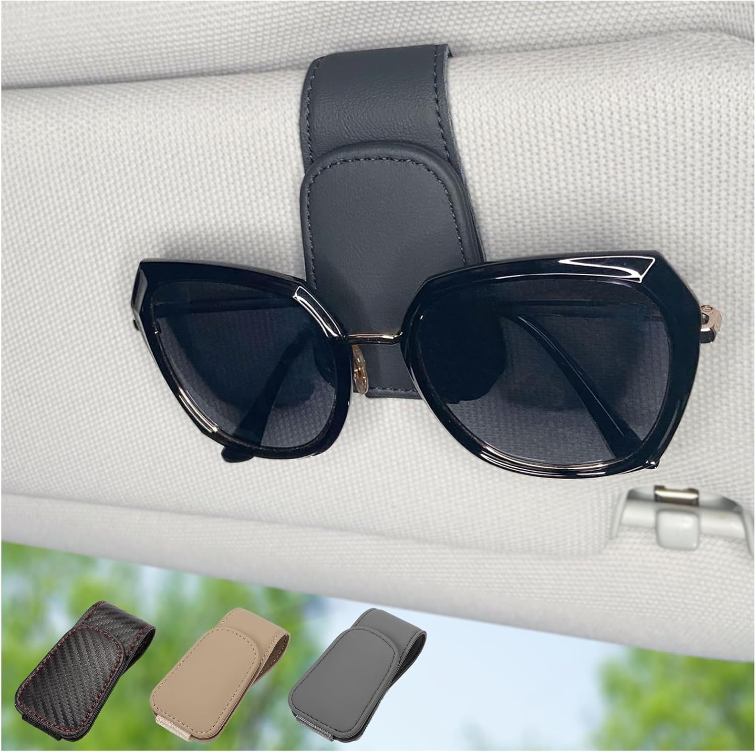 Magnetic Leather Sunglass Holder for Car