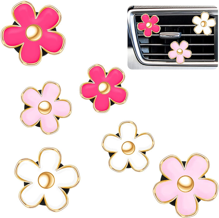 6 Pcs Daisy Flower Air Vent Clip Accessories 