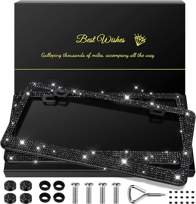 2 Pack Bling License Plate Frames for Women