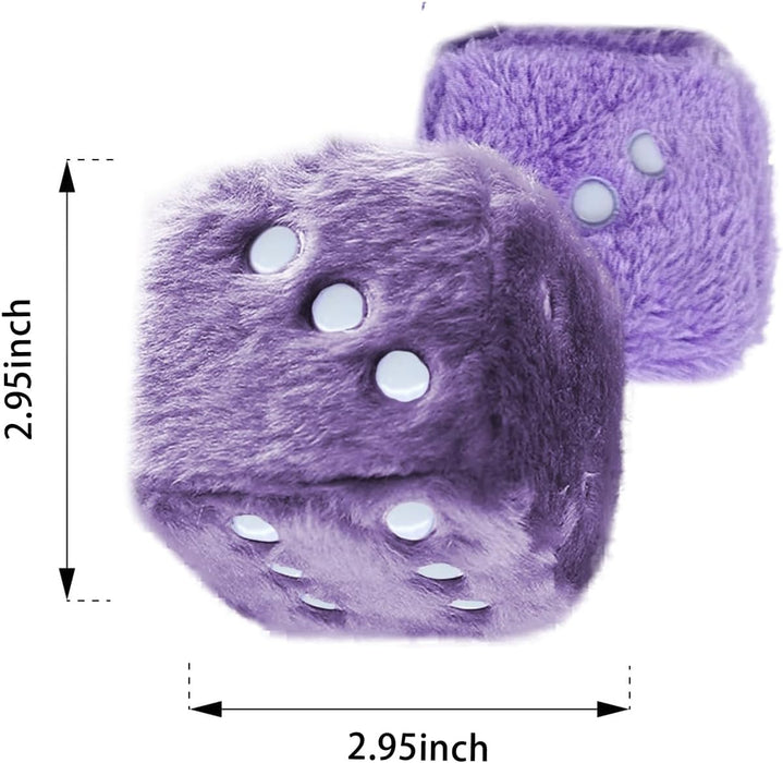 Pair 3” Purple Fuzzy Plush Dice 