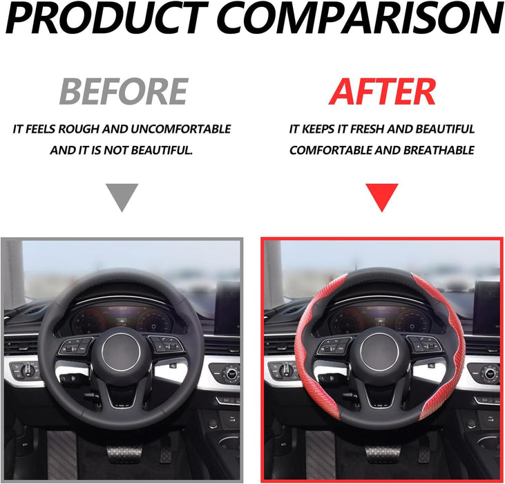 2Pcs Universal Fit Carbon Fiber Steering Wheel 