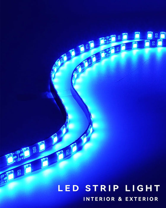 Car Led Strip Lights 24" Connectable Blue Led Light Strip for Cars Boat Marine Golf Cart Trucks Waterproof 12V Led Light Strip, 4Pack