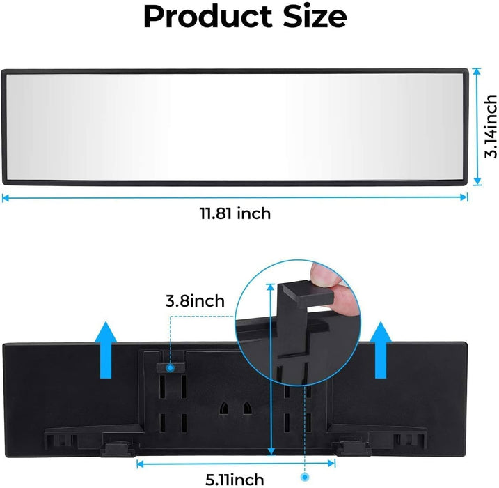 Rear View Mirror, Universal 11.81 Inch
