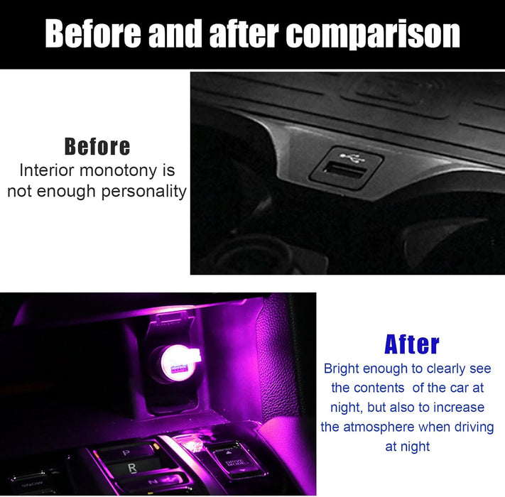 2 PCS USB LED Car Interior Atmosphere Lamp