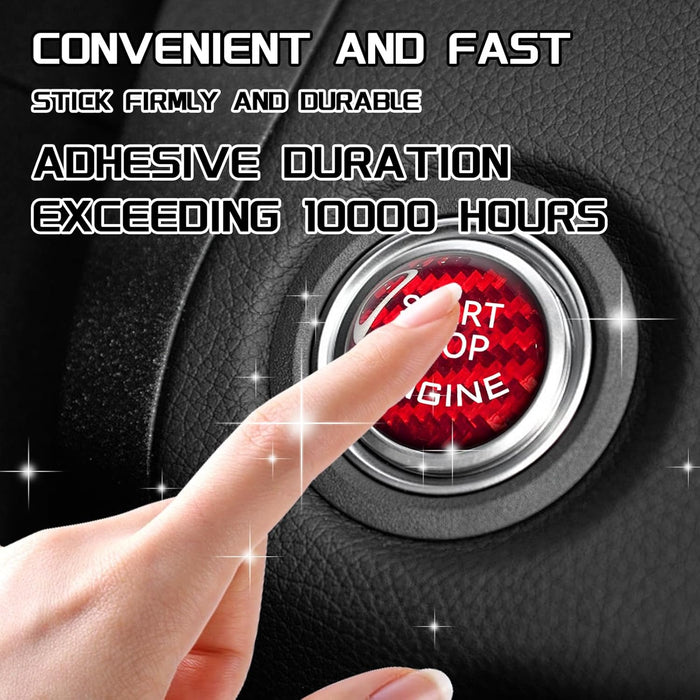 Car Push Start Button Cover Carbon Fiber Engine Stop