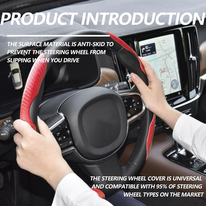 2Pcs Universal Fit Carbon Fiber Steering Wheel 