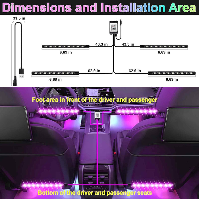 Car Interior Lights, 5V LED Strip Lights 