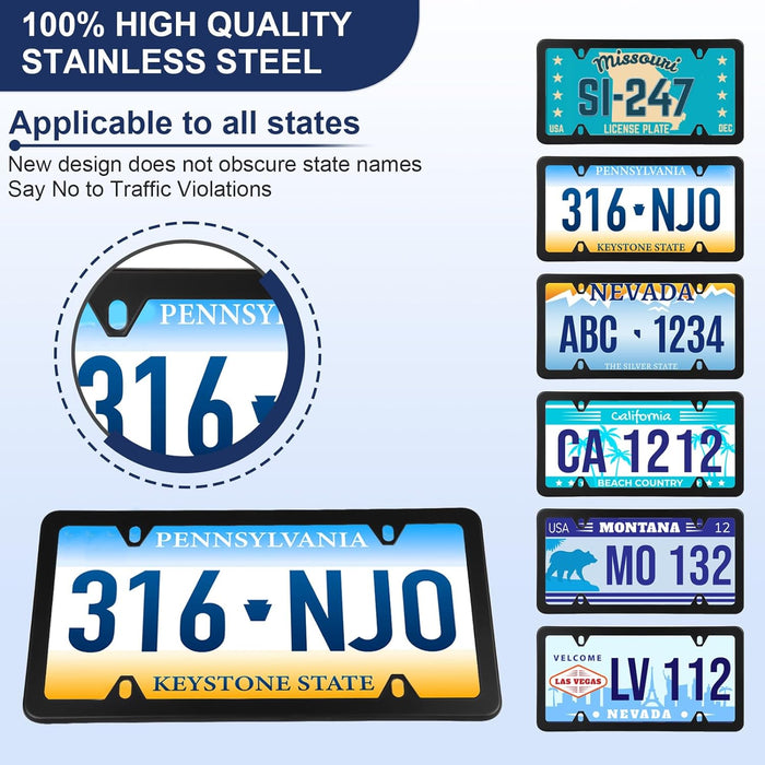 2 Pack Black License Plate Frames