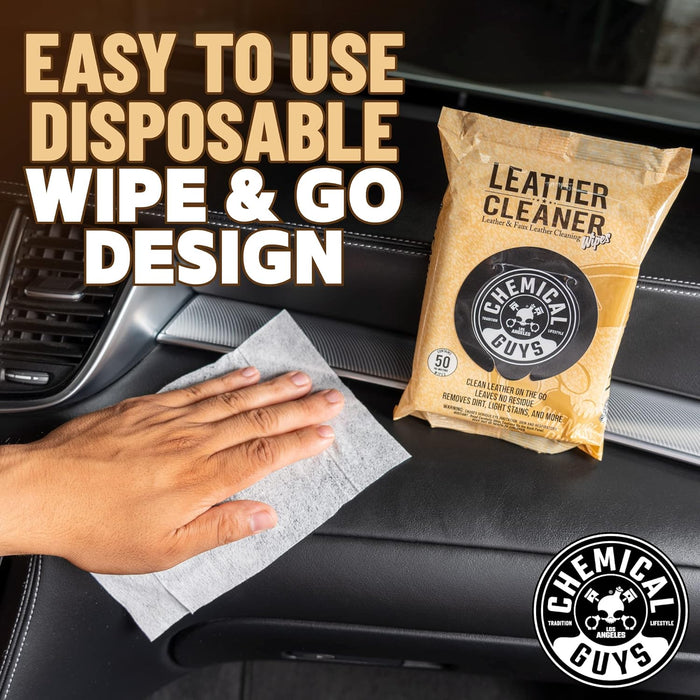 Leather Cleaner Wipes Mega 50 Pack 