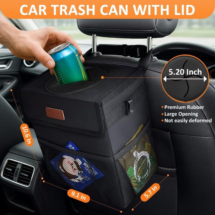 Car Trash Can Bin with Lid Hanging 