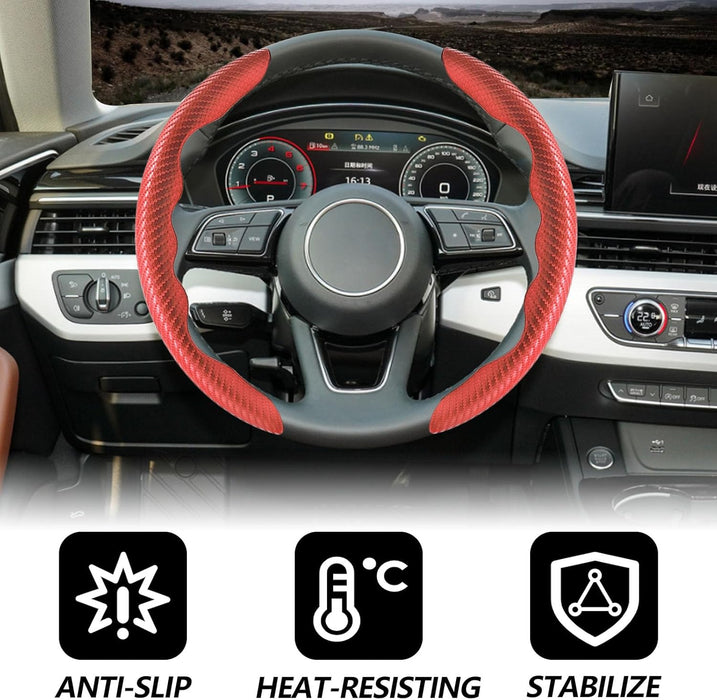 2Pcs Universal Fit Carbon Fiber Steering Wheel 