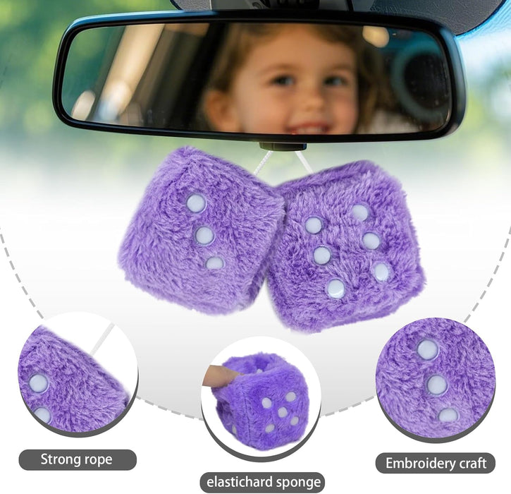 Pair 3” Purple Fuzzy Plush Dice 