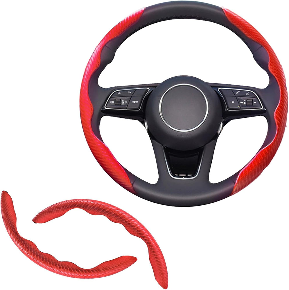 2Pcs Universal Fit Carbon Fiber Steering Wheel 