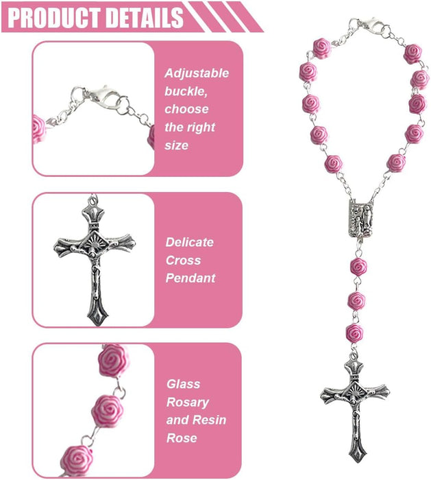 2PCS Pink Rosary Pendant Car Interior