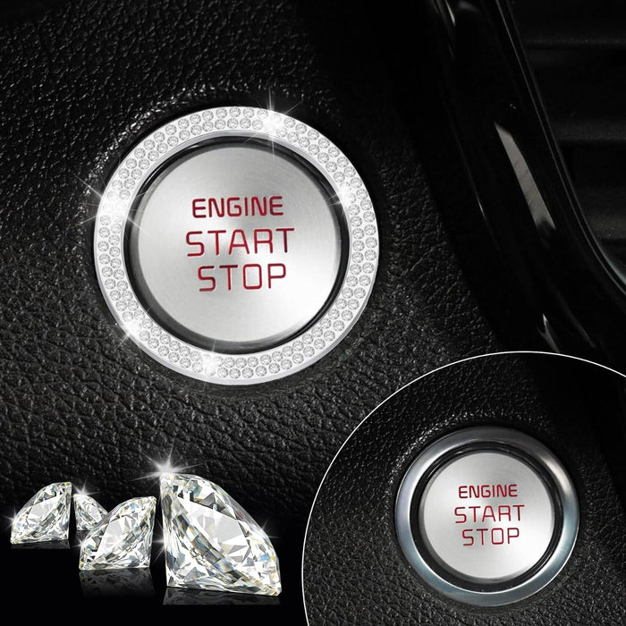 2 PCS Crystal Double Rhinestone Car Engine Start 