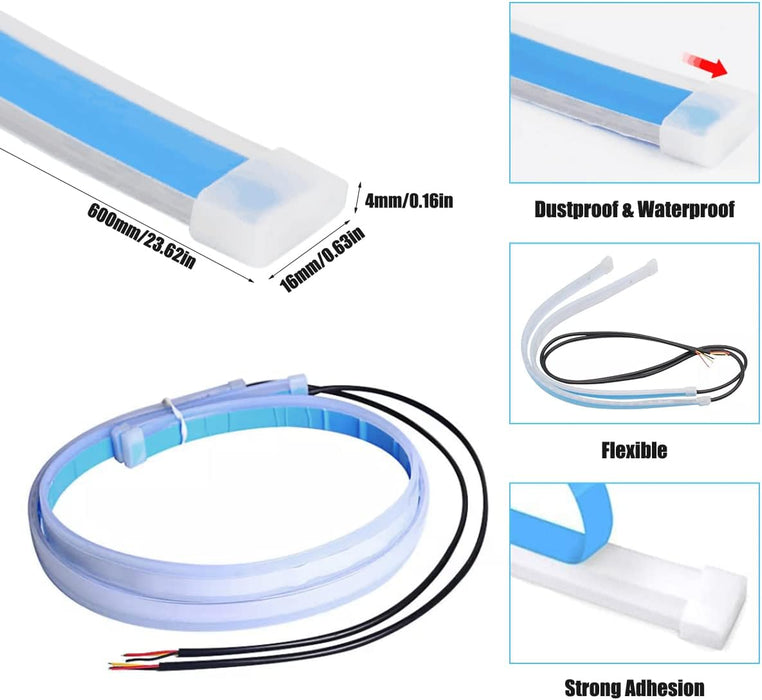 Car LED Strip Lights, 2Pcs 24 Inch Flexible