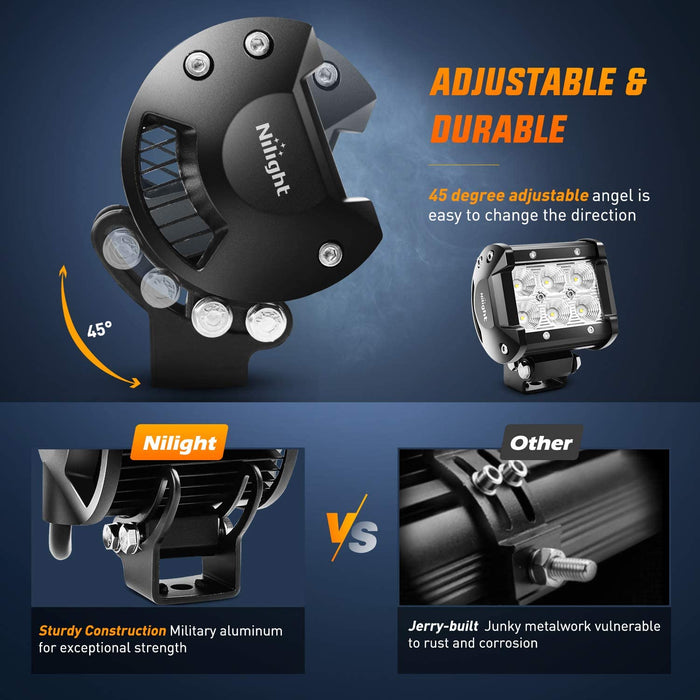 Led Pods 2Pcs 18W 1260LM Flood off Road Lights 