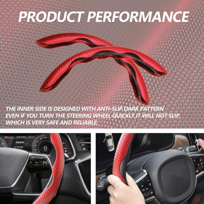 2Pcs Universal Fit Carbon Fiber Steering Wheel 