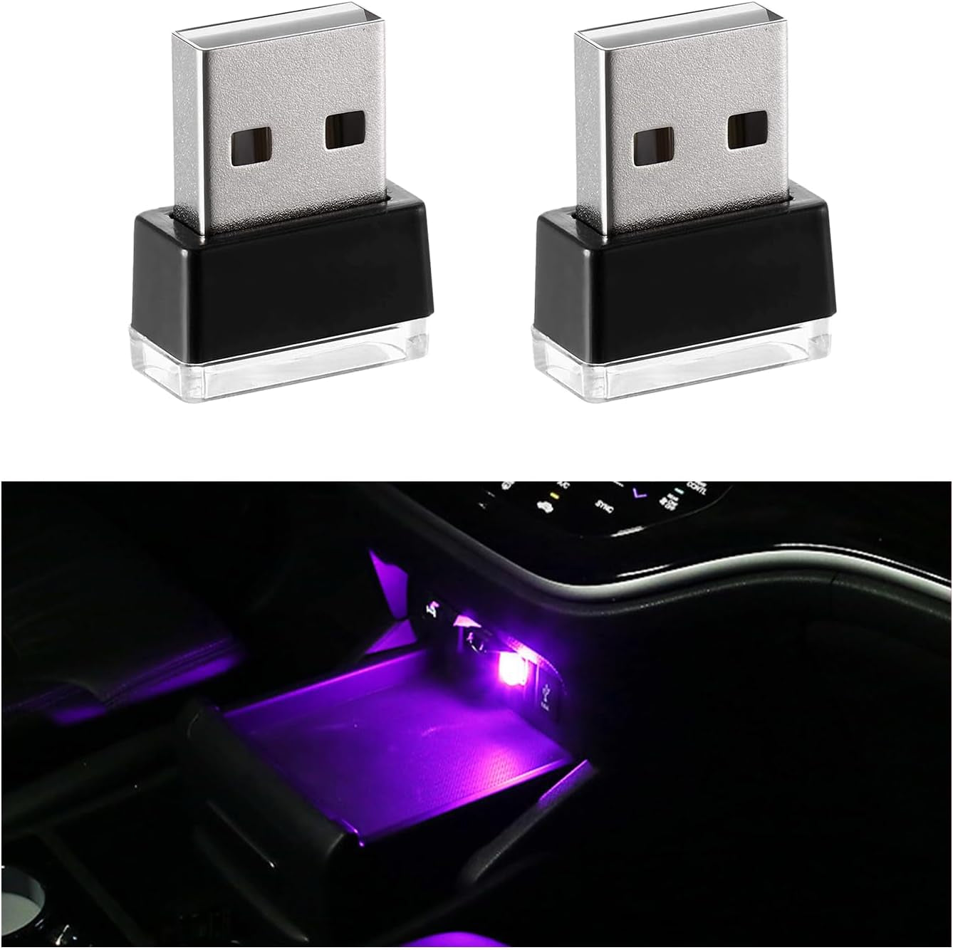 2 PCS USB LED Car Interior Atmosphere Lamp