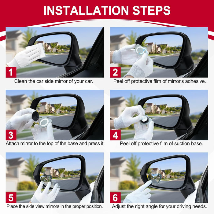 Blind Spot Mirrors, Heart Shaped HD Glass Frameless 