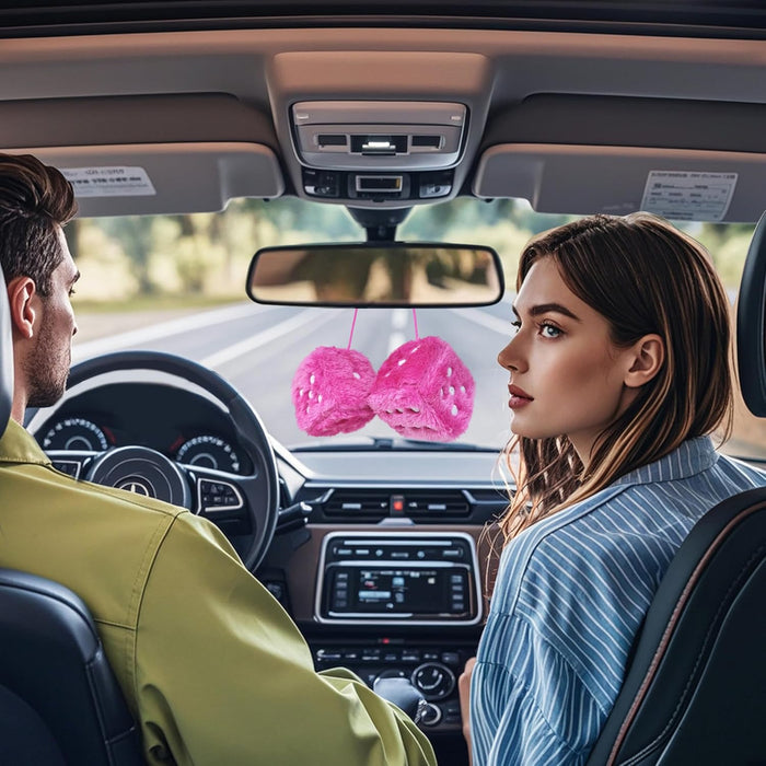 Fuzzy Plush Dice for Car Mirror