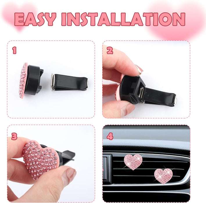 4PCS Heart-Shaped Car Vent Clips 