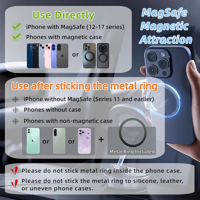 Magnetic Suction Cup Phone Mount for Magsafe