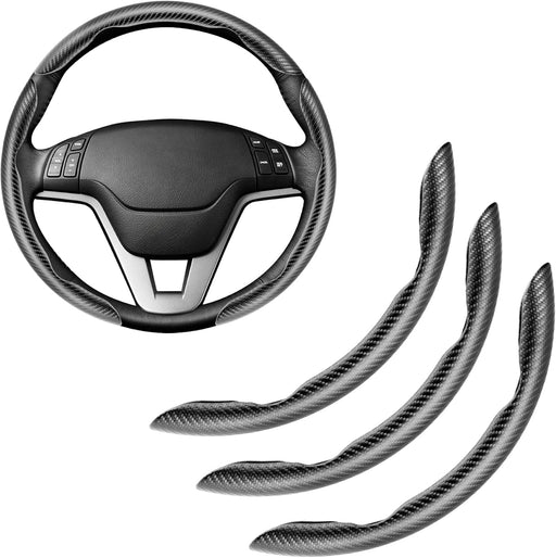 3Pcs Carbon Fiber Anti-Skid Steering Wheel Cover