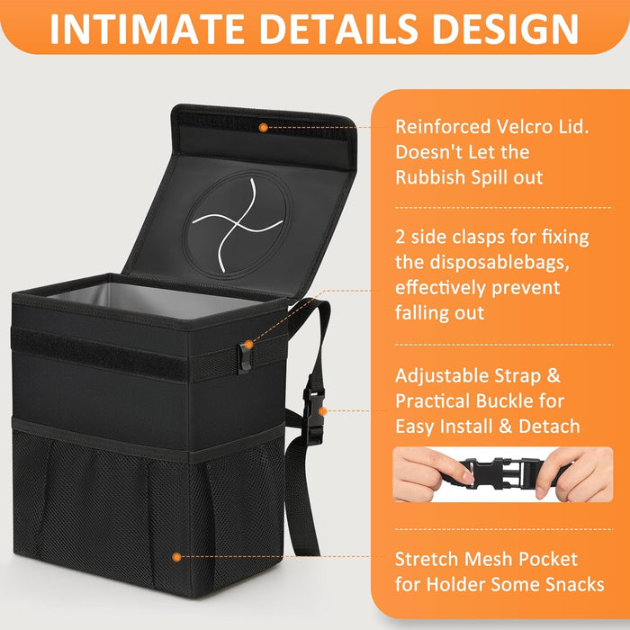 Car Trash Can Bin with Lid Hanging 
