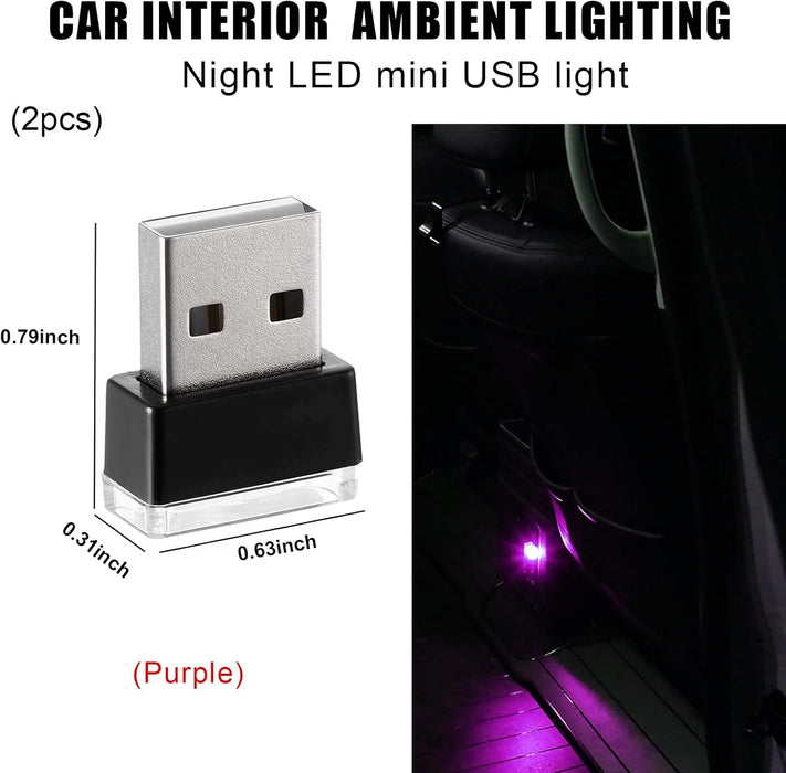 2 PCS USB LED Car Interior Atmosphere Lamp