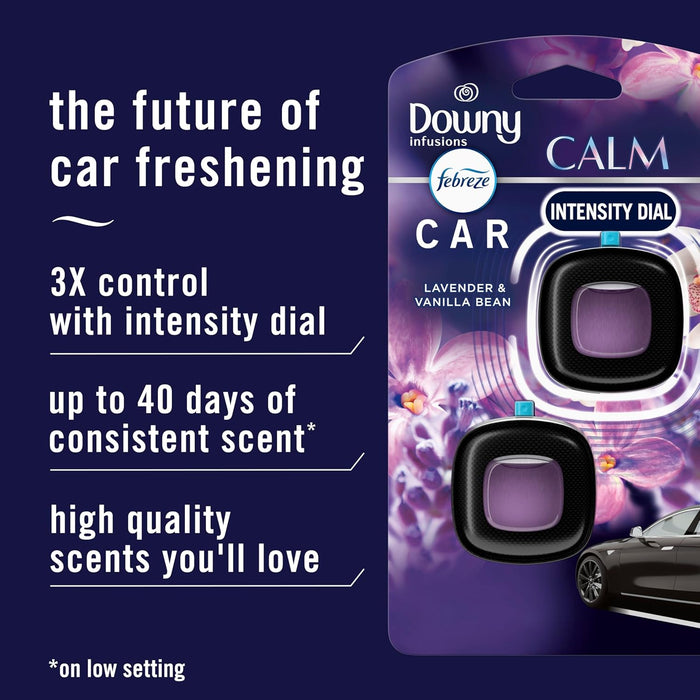 Car Vent Clip, Downy Calm Scent, 2 Count, 0.13 Oz Total