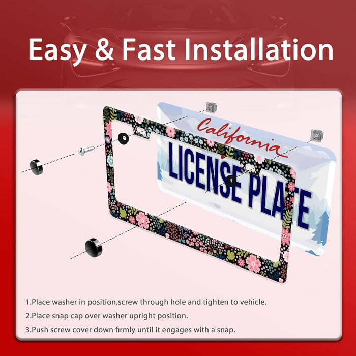 Floral License Plate Frame Beautiful Flower