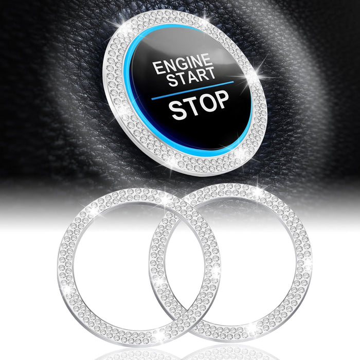 2 PCS Crystal Double Rhinestone Car Engine Start 