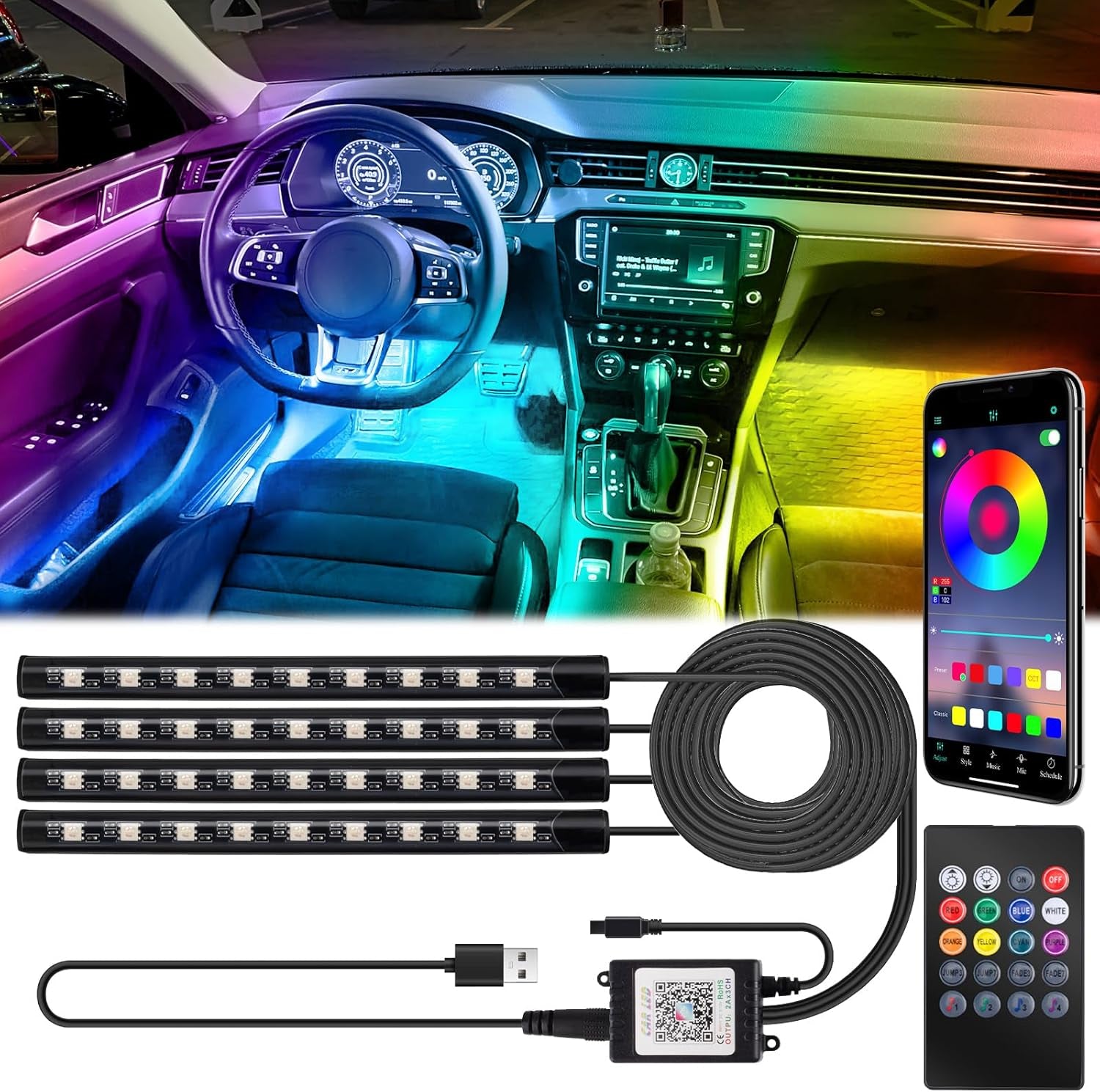 Car Interior Lights, 5V LED Strip Lights 