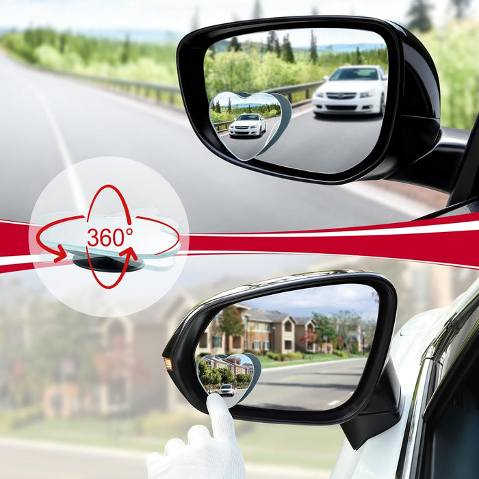 Blind Spot Mirrors, Heart Shaped HD Glass Frameless 